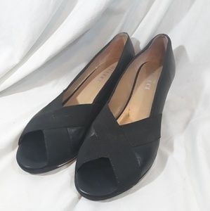 Sesto Meucci Black Wedge 2" Heels Leather 8.5